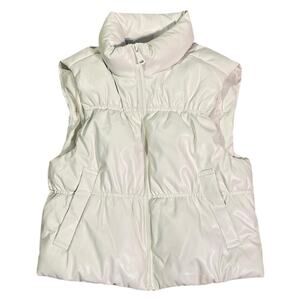 Ci Sono By Cavallini White Faux Leather Puffer Vest Size S Y2K